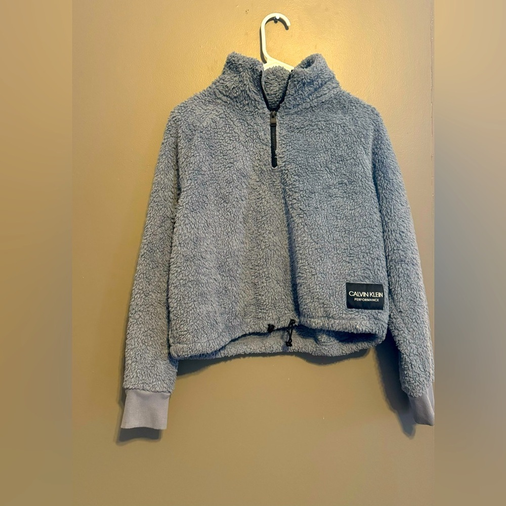 Calvin Klein fuzzy sweater.